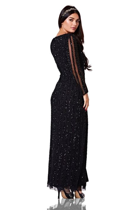 Rosie Gatsby Style Maxi Dress In Black Wardrobeshop