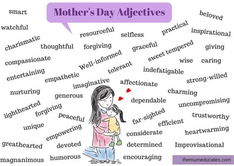 Mothers Day Adjectives Mat The Mum Educates