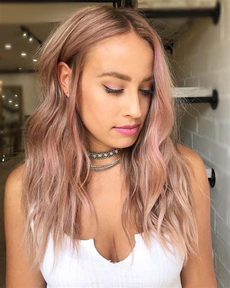 Blonde And Rose Gold Hair Blonde Hair With Pink Highlights Rose Gold
