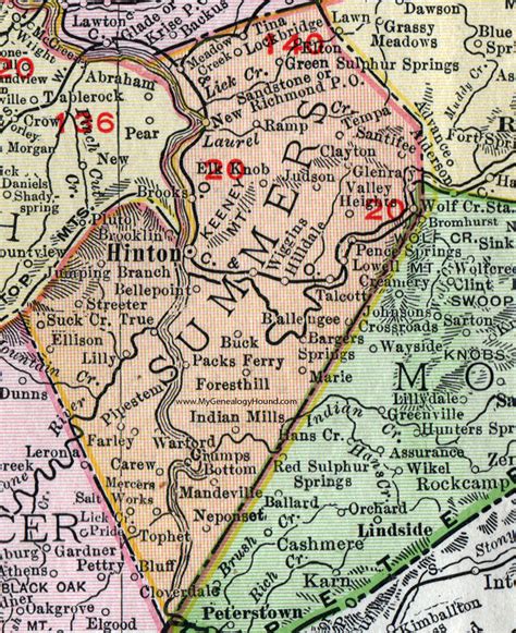 Summers County West Virginia 1911 Map By Rand Mcnally Hinton Talcott