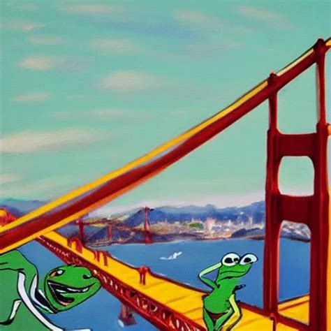 Painting Of Kermit The Frog Doing A Cannonball Off Of Stable