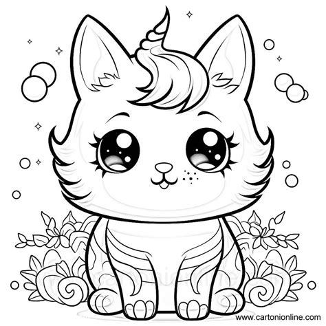 Dibujo Para Colorear 12 De Gato Unicornio