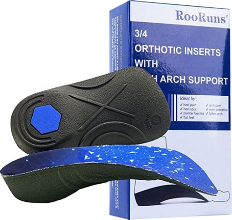 Rooruns Orthotic Inserts 34 Length High Arch Support Foot Insoles For Over
