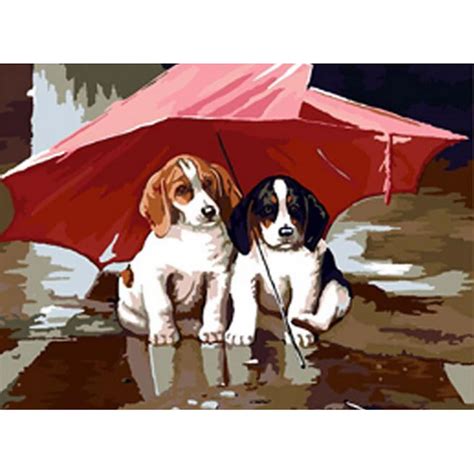 Buy Two Little Dogs Cute Frameless Picture On Wall