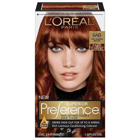 Loreal Paris Superior Preference Fade Defying Color Shine System Chic Auburn Brown 6ab 1