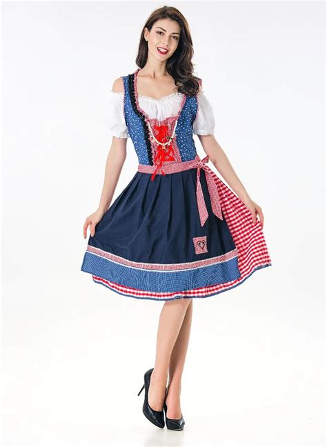 2018 Fashion Oktoberfest Costume German Bavarian Fancy Dress Up Dirndl