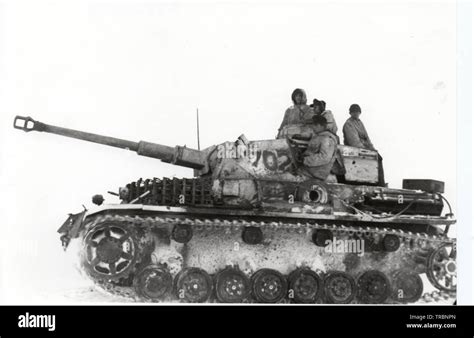 White Painted German Panzer Iv Tank In The Winter Of 1942 On The