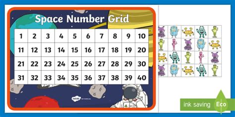 Space Themed 1 40 Number Grid Teacher Made