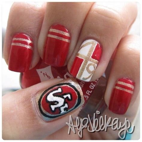 Pin By Winter Perkins On Claws Sports Nails 49ers Nails Nfl Nails