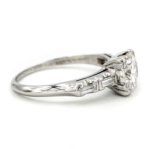 Vintage Platinum Engagement Ring With Carat Round Brilliant Cut