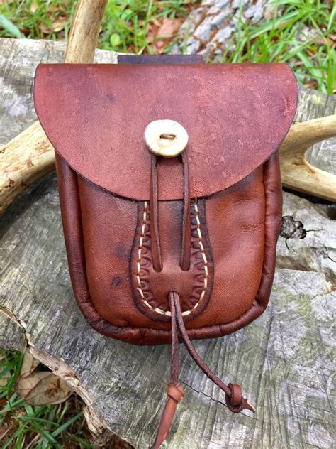 Handmade Leather Ammo Pouch Possibles Bag Belt Carry With Antler