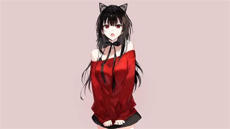 anime girl long hair black wallpapers wallpaper cave