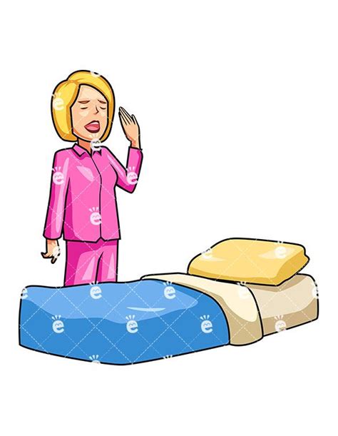 Woman In Pajamas Getting Into Bed Cartoon Vector Clipart
