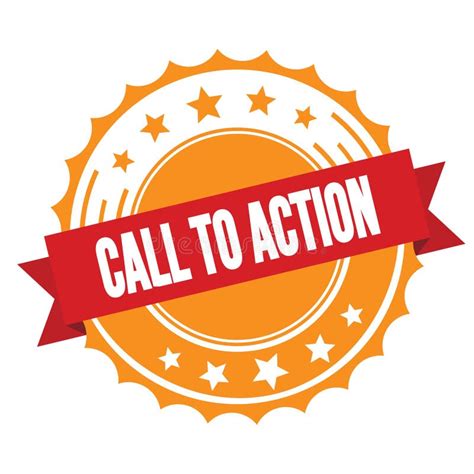 Call To Action Text On Red Orange Ribbon Stamp Stock Illustration