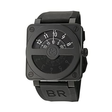 Bell And Ross Mens Br01 92compass Aviation Stainless Steel Watch With Black Rubber Strap Pvd