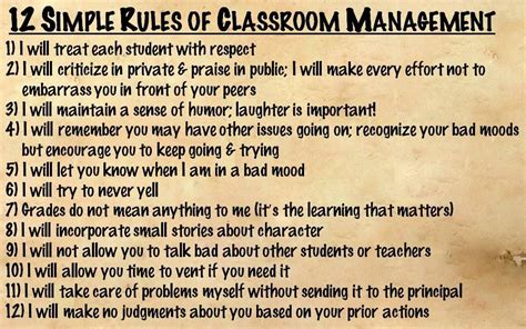 12 Simple Rules Of Classroom Management Classroom