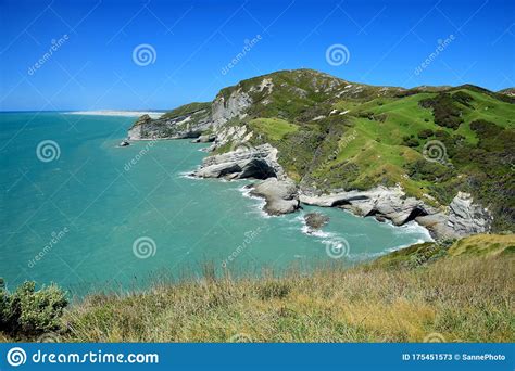 Beautiful New Zealand Landscape At Wharariki Beach Stock Image Image