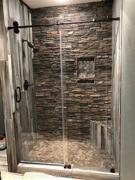 Pin By Haley Moeder On Dream Home In 2020 Stone Shower Walls