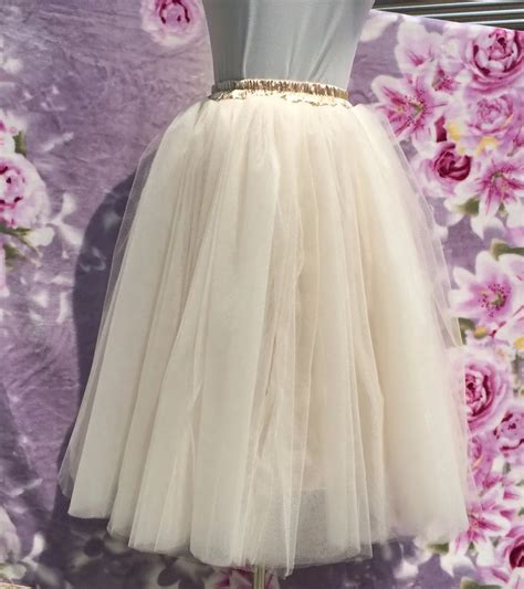 Aliexpress Com Buy Champagne Puffy Tulle Skirts 7 Layers Prom Tutu