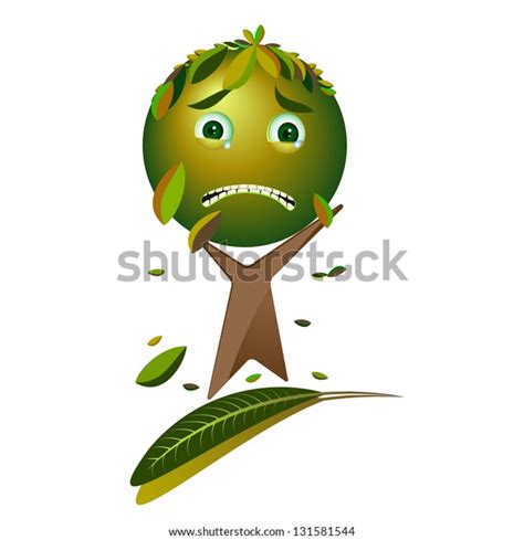 Cartoon Sad Tree Please Save Earth Stock Illustration 131581544