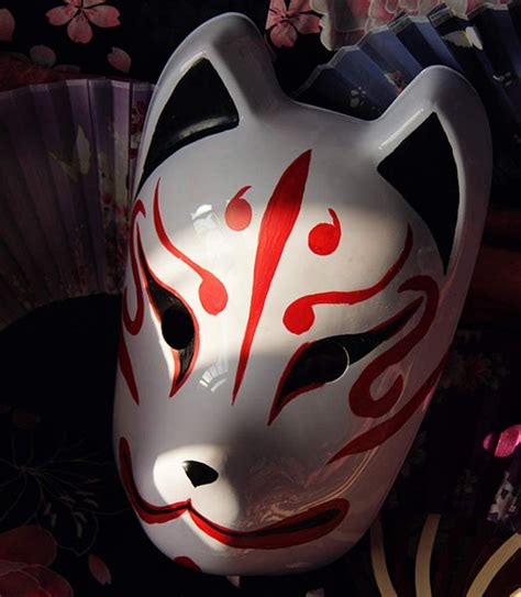Jcvcx Hand Paint Japanese Fox Cosplay Mask Kitsune Large