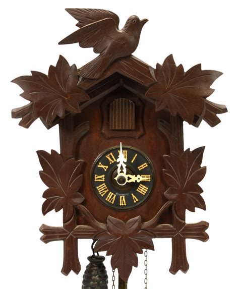 Vintage German Cuckoo Clock Black Forest Regula C1950 Bird Leaf Motif
