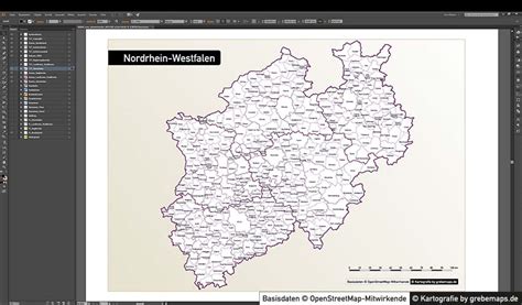Nordrhein Westfalen Vektorkarte Nrw Landkreise Regierungsbezirke Gemeinden