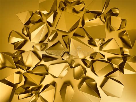 Abstract 3d Gold Metallic Crystals Background Stock Illustration