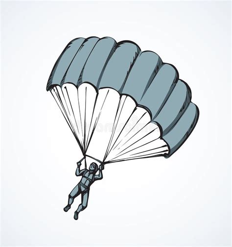 Parachutist Vector Drawing Stock Vector Illustration Of Paragliding
