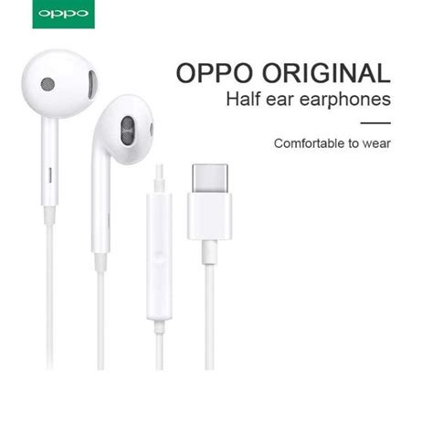 Oppo Mh135 3 Earpiece Earphone Original Type C Headset Wired Half Ear