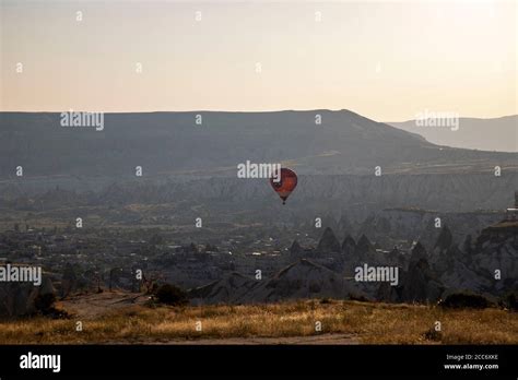 Hot Air Balloon Flying Over Spectacular Cappadocia Nevsehir Turkey