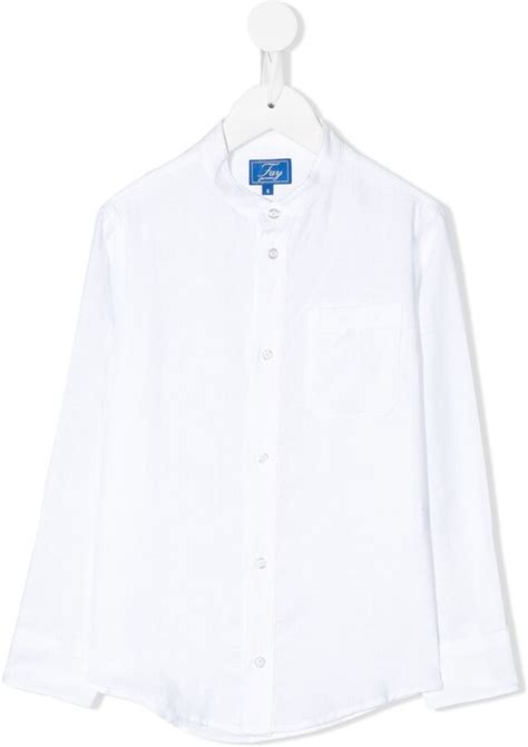 Fay Kids Mandarin Collar Linen Shirt Shopstyle