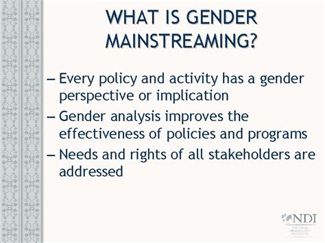 Introduction To Gender Mainstreaming Gender Women And Politics