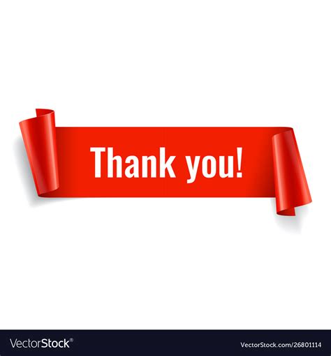 Thank You Banner Red Paper Twisted Ribbon Vector Image
