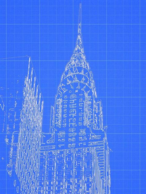 Chrysler Building Blueprint Sketch Digital Art By Dan Sproul