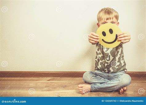 Depressed Boy Holding Smile Pretending To Be Fine Face Of The