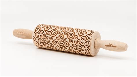 No R143 Aztec Flowers Pattern Rolling Pin Engraved Rolling Rolling