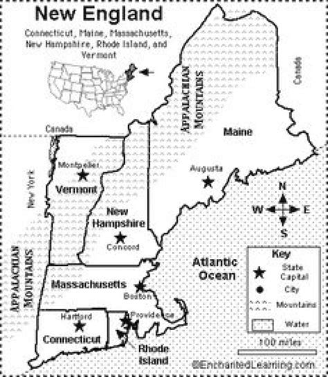 Map Of New England States And Their Capitals Printable Map Adams