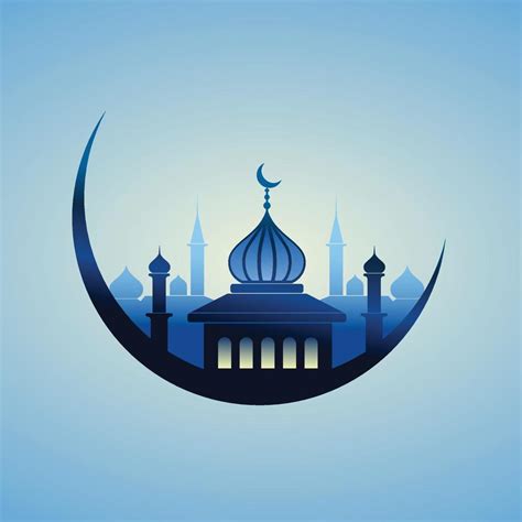 Islamic Mosque Moon Ramadhan Blue Vector Wallpaper Background 8172974