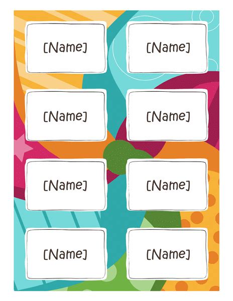 Name Badges Bright Design 8 Per Page Works With Avery 5395 And