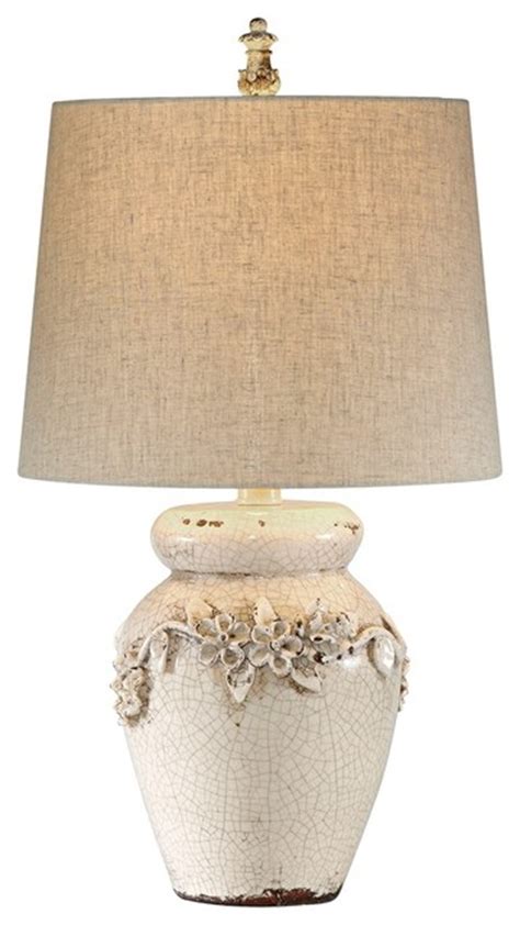 Eleanore Crackled Ivory Ceramic Table Lamp Farmhouse Table Lamps