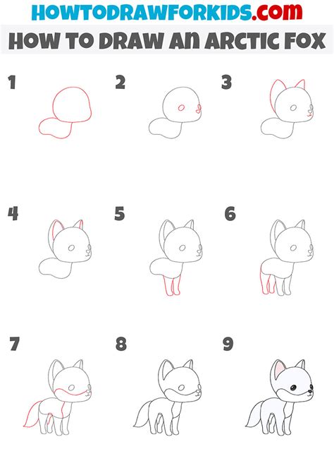 How To Draw An Arctic Fox Step By Step Drawing Tutorial For Kids