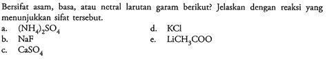 Bersifat Asam Basa Atau Netral Larutan Garam Berikut J