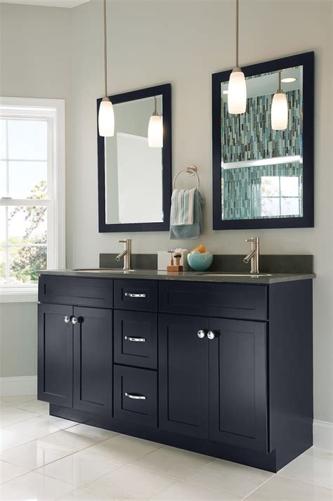 The Shaker Door Cabinets Match The Clean Lines Of The Duo Mirrors And