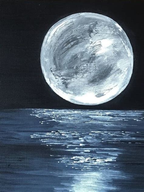Full Moon Original Abstract Acrylic Moon Painting By Etsy Moon