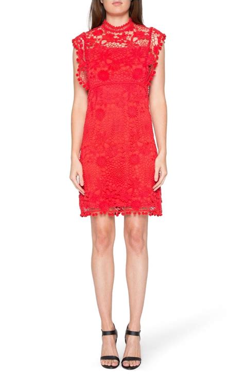 this bold high neck lace shift dress makes a statement at any occasion retro red dress red