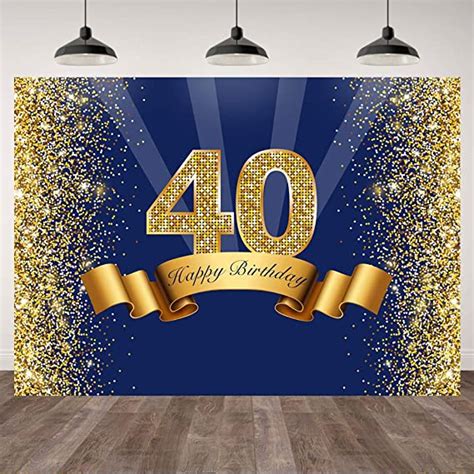 7×5ft Gold Happy 40th Birthday Backdrop For Men Glitter