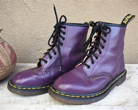 Stylish Purple Leather Dr Martens Boots Size 8