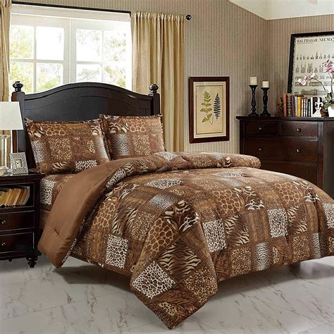 2 Piece Animal Print Comforter With Pillow Sham Chocolate Brown