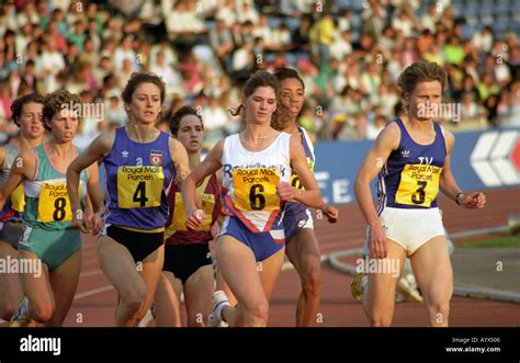 female middle distance runners in grand prix meet at crystal palace athletics track london uk